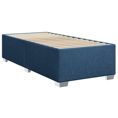 Abbildung von vidaXL Bettgestell, Bett mit Bettfüße Lattenrost, Polsterbett für Schlafzimmer, Einzelbett Bettrahmen, Modern, Blau 100x200cm Stoff
