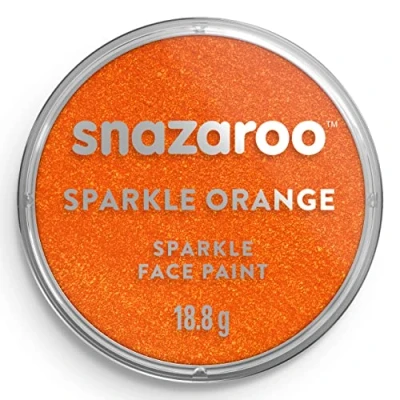 Abbildung von Snazaroo 1118531 Kinderschminke, hautfreundliche hypoallergene Gesichtschminke auf Wasserbasis, wasservermalbar, parabenfrei, 18ml Topf Orange schillernd