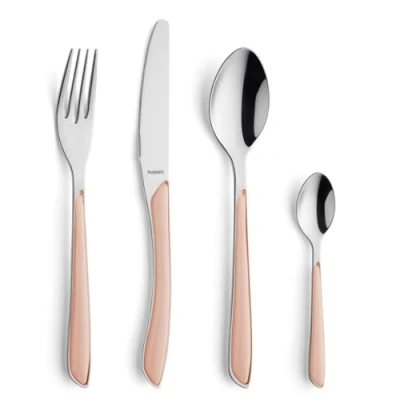 Abbildung von Kuppels Besteck Set PRISMA (24 tlg), 6 Personen, Edelstahl 18/0, Kunststoff, Griff apricot glänzend