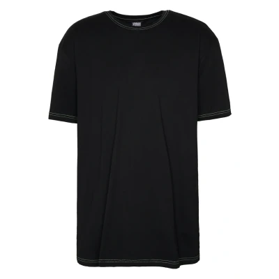 Abbildung von Urban Classics Heavy Oversized Contrast Stitch TEE Tshirt print, Herren, Größe: Medium, Black/neongreen