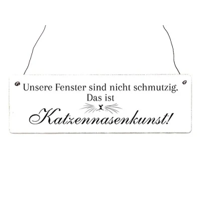 Abbildung von Interluxe Shabby Vintage Holzschild Dekoschild KATZENNASENKUNST Türschild Fensterschild