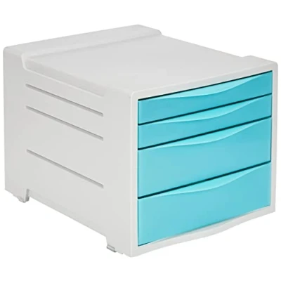 Abbildung von Leitz Esselte Schubladenset, 4 teiliger Schreibtisch Organisator, Ablagefächer für Unterlagen und Schreibwaren, Zuhause/Büro, zur Schreibtischorganisation, Colour&#039;Breeze Serie, Blau, 626284