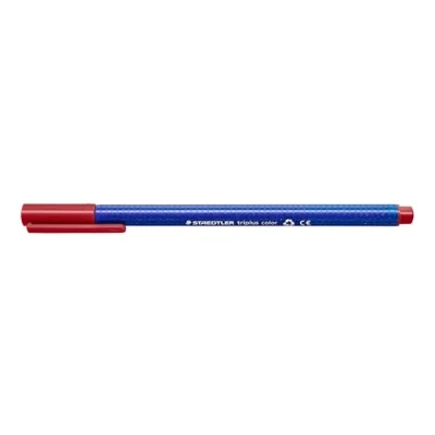 Abbildung von STAEDTLER Filzstifte triplus color, karminrot, dreikant, stabile, eindrucksichere Spitze, Linienbreite ca. 1 mm, kindgerecht, Made in Germany, 10 karminrote fibre tip pens im Kartonetui, 323 29