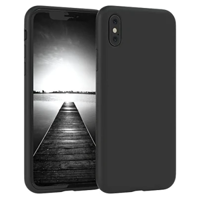 Abbildung von EAZY CASE Premium Silikon Handyhülle kompatibel mit iPhone X/XS, Slimcover Kameraschutz und Innenfutter, Silikonhülle, Schutzhülle, Bumper, Handy Case, Hülle, Softcase, Schwarz
