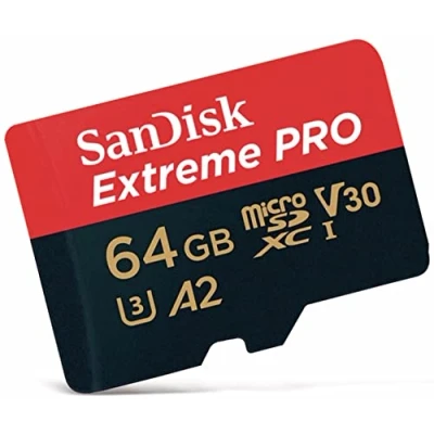 Abbildung von SanDisk Extreme Pro 64 GB microSDXC Memory Card + SD Adapter with A2 App Performance Rescue Deluxe 170 MB/s Class 10, UHS I, U3, V30