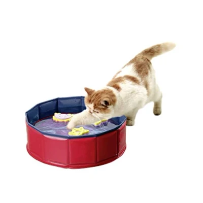 Abbildung von Karlie Tier Aktivitätsspiel Kitty Lake Katzenspielzeug PVC Blau/Rot 30x30x10 cm