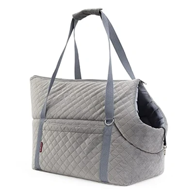 Abbildung von Transporttasche für Hunde und Katzen Schultertasche Haustiere mit Gummiband Karabiner bis 10 kg Material: Wildlederimitat Velvet Größe: M Farbe: Grau