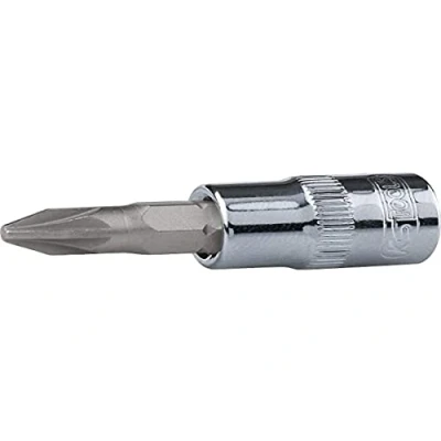 Abbildung von KS TOOLS 918.1478 Steckschlüsseleinsatz DIN 3120, ISO 1174 PZ2 Chrom Vanadium Stahl Pozidriv (PZ) gerändelt