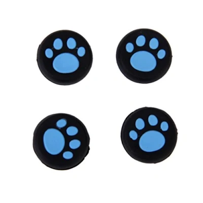 Abbildung von Blau Schwarz Katzen Tatzen Analog Silikon Joystick Thumbstick Griffe Kappen für PS4 / Xbox One PS3 360 Controller