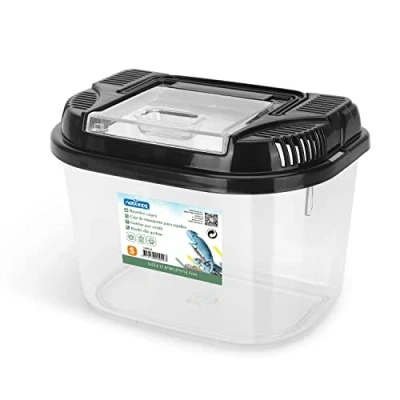 Abbildung von Nobleza Terrarium für Reptilien und Amphibien, Transparente Kunststoff Reptilienzucht Box Schildkröte Eidechse Spide Hornfrosch Käfer, Tragbarer Reptil Fütterungsbox, S(L17.8*W12*H12.7cm)