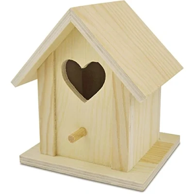 Abbildung von Deko Vogelhaus Herz aus Holz natur zum Bemalen, 10,5 x 10 12,8cm