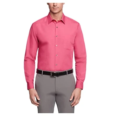 Abbildung von Van Heusen Herren Popeline Regular Fit Solid Point Collar Dress Shirt Klassisches Hemd, Scallop, 17.5 Neck / 32 33 Sleeve