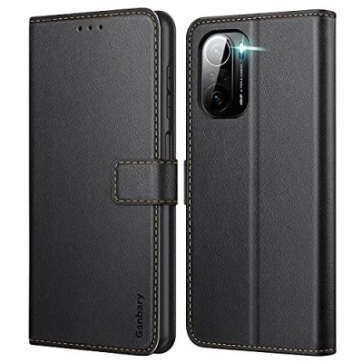 Abbildung von Ganbary Handyhülle für Xiaomi Poco F3 Hülle, Premium Leder Tasche Flipcase [Kartenschlitzen] [Magnetverschluss] [Standfunktion] kompatibel mit Schutzhülle, Schwarz