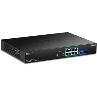 Abbildung von TRENDnet TPE BG102g 10 Port Gigabit 240 W PoE++ Switch mit 4 x 95 Ports, 30 PoE+ 2 SFP Steckplätzen, PoE Budget, 1U 19 Zoll Rack montierbar