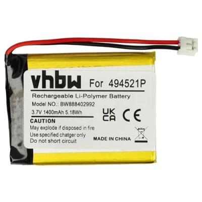 Abbildung von vhbw 1x Akku Ersatz für Audioline 494251P, 494521P, BPCK1500LI Babyphone Sensormatte (1400 mAh, 3,7 V, Li Polymer, ohne Gehäuse)