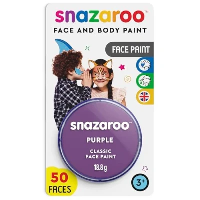 Abbildung von Snazaroo 1119888 Kinderschminke, hautfreundliche hypoallergene Gesichtschminke auf Wasserbasis, wasservermalbar, parabenfrei, 18ml Topf Lila