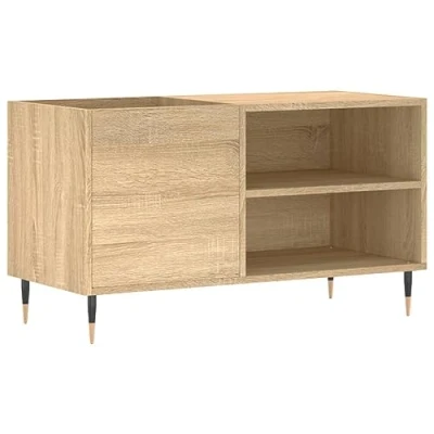 Abbildung von vidaXL Plattenschrank, Schallplattenschrank mit viel Stauraum, Plattenspieler Schrank für Wohnzimmer, LP Schallplattenständer, Sonoma Eiche Holzwerkstoff