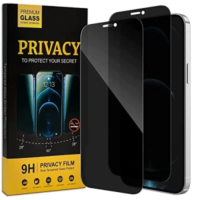 Abbildung von Verco Sichtschutz Full Screen Privacy Glas für iPhone 12 Pro Panzer Schutz Folie Anti Spy Schutzfolie, 2 Stück