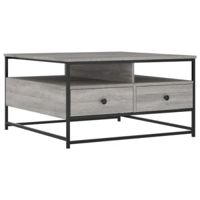 Abbildung von vidaXL Couchtisch, Beistelltisch mit viel Stauraum, Wohnzimmertisch Sofatisch Metallgestell, Tisch Kaffeetisch Teetisch, Grau Sonoma Holzwerkstoff
