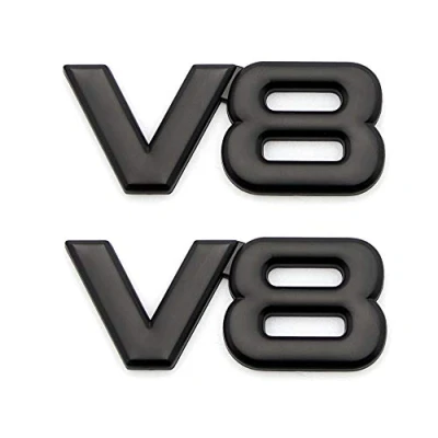 Abbildung von 2 Stück V8 Emblem 3D Metall Motor Display Auto Aufkleber Badge (schwarz)