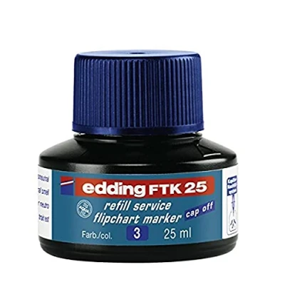 Abbildung von edding FTK 25 Nachfülltinte blau ml mit Kapillarsystem ideal für sauberes und unkompliziertes Nachfüllen fast aller Flipchartmarker