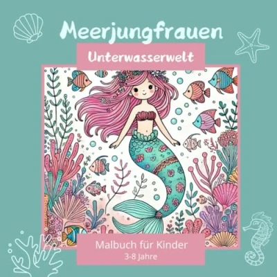 Abbildung von Meerjungfrauen Unterwasserwelt: Malbuch 3 8 Jahre