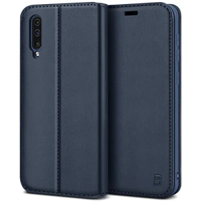 Abbildung von BEZ Handyhülle für Samsung A50 Hülle, Galaxy A30s Premium Tasche Kompatibel A50/ A30s, Schutzhüllen aus Klappetui mit Kreditkartenhaltern, Ständer, Magnetverschluss, Blaue