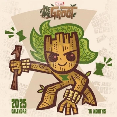 Abbildung von Groot 2025 Offizieller Wandkalender, quadratisch, 76,2 x cm, Marvel&#039;s Guardian of the Galaxy, hochwertiges Papier, bezaubernder Art, 12 Monats Planer, perfektes Geschenk für Marvel Fans,
