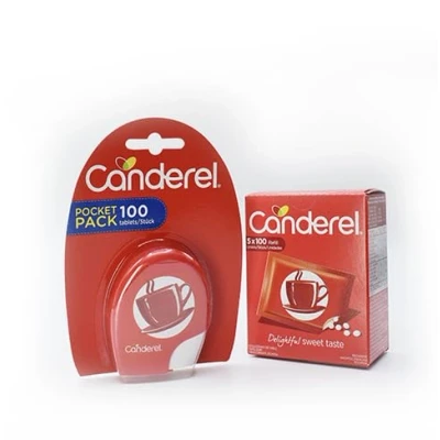 Abbildung von Canderel Starterkit Spender und Nachfüllpack 600 Tabs (gesamt), Zuckerersatz, vegan, zahnfreundlich, kalorienarm, intensive Süsskraft