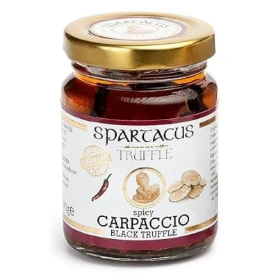 Abbildung von Spartacus Carpaccio schwarze Trüffel en olivenöl italienische spezialitäten Gönnen Sie sich kulinarische Exzellenz Erlesene für Feinschmecker (90g) (Prüfer)