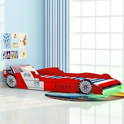 Abbildung von vidaXL Kinderbett LED Rennwagen Design 90x200cm Rot Autobett Jugendbett Bett