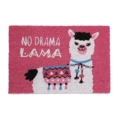 Abbildung von Relaxdays Fußmatte Lama, Kokos, Türvorleger mit Spruch, 60 x 40 cm, rutschfest, Fußabstreifer innen &amp; außen, pink/weiß