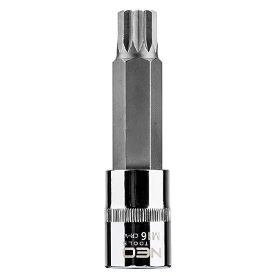 Abbildung von NEO TOOLS 08 746 Steckschlüsseleinsatz 1/2Zoll M16 Chrom Vanadium Stahl, Werkzeugstahl Spline