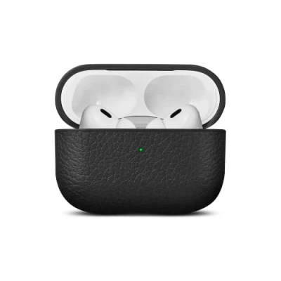 Abbildung von Woolnut Leder Hülle Case für AirPods Pro 2. Gen Schwarz