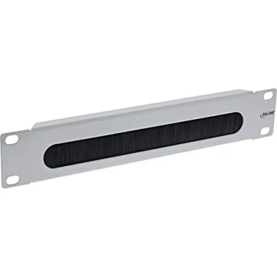 Abbildung von InLine® 10&quot; Kabel Durchführungsplatte mit Bürste, 1HE, RAL 7035 grau