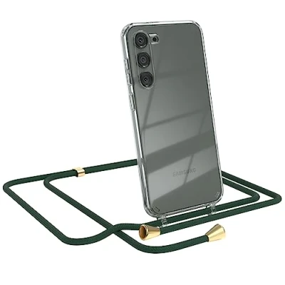 Abbildung von EAZY CASE Handykette kompatibel mit Samsung Galaxy S23 Plus Kette zum Umhängen für Hülle Band aus Silikon stoßfeste transparente Handyhülle als Fallschutz in Grün