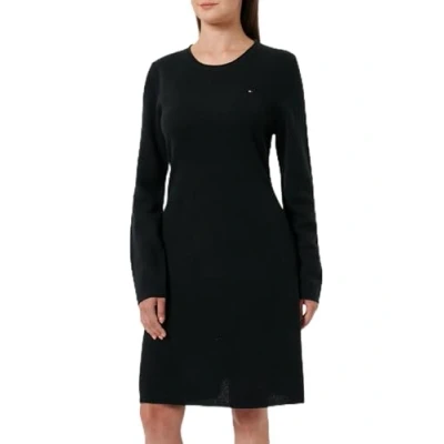 Abbildung von Tommy Hilfiger Damen Pullover Kleid Soft Wool Flared Sweater Dress Langarm, Schwarz (Black), XL