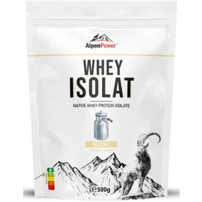 Abbildung von AlpenPower Whey Isolat Proteinpulver Neutral 500g 100% natürliche Zutaten, ohne Süßstoffe Grasfütterung Hochwertiges Eiweißpulver aus bester Alpenmilch