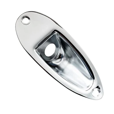 Abbildung von Musiclily Pro 10mm Stahl Boot Form Buchsenblech Buchsenplatte für Strat Style E Gitarre, Chrom