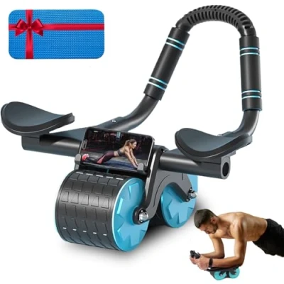 Abbildung von Bauchroller Ab Roller Bauchtrainer für Zuhause mit Ellbogenunterstützung, Automatische Rebound Bauchmuskeltrainer Roller, Bauchmuskeltraining Fitnessgeräte Männer Frauen
