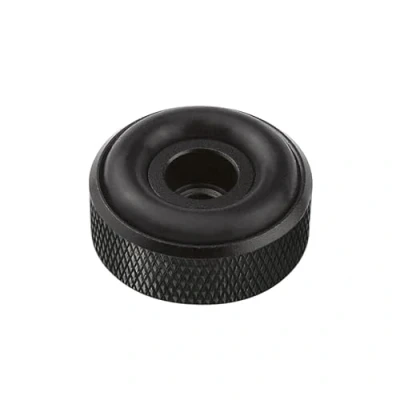 Abbildung von Dynavox Gerätefüsse mit Rändelung Mini aus Aluminium, für HiFi Geräte wie Lautsprecher, Verstärker und Plattenspieler, Schwarz eloxiert, 4er Set