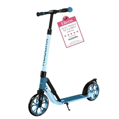 Abbildung von HUDORA BigWheel® 205 Advanced Scooter Komfortabler Aluminium Roller für bis zu 100kg Tretroller Höhenverstellbar &amp; zusammenklappbar Kick Kinder/Jugendliche Erwachsene Azure