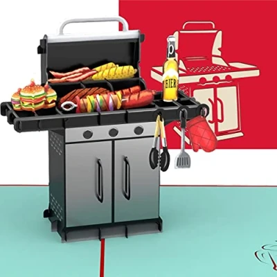 Abbildung von LIEBESSA 3D Pop Up Karte für Mann, Geburtstagskarte Grill, Grillabend, Männerabend, Grußkarte, Geschenkkarte, Grillen, Grillparty, BBQ