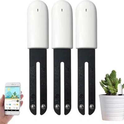 Abbildung von 4 in 1 Pflanzenfeuchtigkeitsmesser Gießanzeiger, Intelligenter Bodentester überwacht automatisch Pflanzen Feuchtigkeit/Licht/Fruchtbarkeit/Temperaturniveau, für Mijia APP (3 Packungen)
