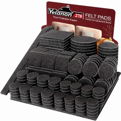 Abbildung von Yelanon Filzgleiter selbstklebend 276 Stück, Schneidbarer Filz für,Kratzfeste Möbelgleiter für Stühlemöbelgleiter,Möbelgleiter,Chair Leg Floor Protectors, Schwarz