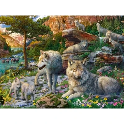 Abbildung von Ravensburger Puzzle Wolfsrudel im Frühlingserwachen, 1500 Puzzleteile, Made in Germany, FSC® schützt Wald weltweit