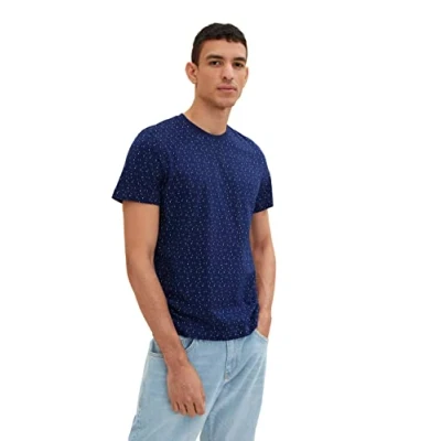 Abbildung von TOM TAILOR Herren 1034878 T Shirt, 31265 Dark Blue Multicolor Design, XL