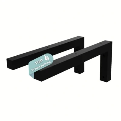 Abbildung von HAGO24 Wandhalterung Regal 2er Set in schwarz I 350x150mm hochwertige DIY Regalhalterung Waschtisch Halterung aus Stahl Wandregal zur individuellen Gestaltung robustes L Winkel