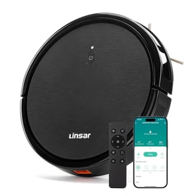Abbildung von Linsar Saugroboter maximal 1500 Pa Saugkraft Alexa mit Ladestation, Fernbedienung, beutellos, Lange Laufzeit