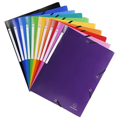 Abbildung von Exacompta 55810E Packung (mit 10 Sammelmappen aus PP mit 3 Klappen, Gummizug, blickdicht, ideal für Ihre Dokumente DIN A) Stück farbig sortiert